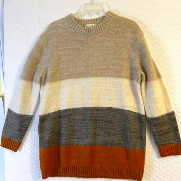 NWOT Universal Threads Beige, Brown, Rust Color Block Crew Neck Sweater Size S - Picture 2 of 6